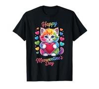 Happy Meowentine’s Day Cute Rainbow Cat Valentine Maglietta
