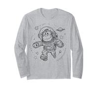 Happy Monkey Astronauta Space Explorer Cosmic Journey Maglia a Manica