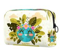 Happy Mother Earth Day con simpatico pianeta borsa cosmetica da donna, borsa da viaggio grande per trucchi pratica borsa organizer con cerniera, Multi, 18.5x7.5x13cm/7.3x3x5.1in, Beauty case