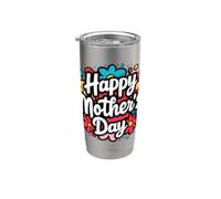 Happy Mothers Day Floral Cute Typography Celebration Design Bicchiere termico in acciaio inox doppia parete