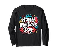 Happy Mothers Day Floral Cute Typography Celebration Design Maglia a Manica