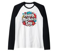 Happy Mothers Day Floral Cute Typography Celebration Design Maglia con Maniche Raglan