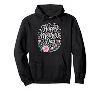 Happy Mother's Day Floral Script Fiori Rosa Calligrafia Felpa con Cappuccio