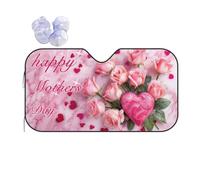 Happy Mothers Day Hearts Pink Roses On Marble Copri Parabrezza per Car Impermeabile Parasole per Auto Portabile Coprisole Autos Universale per Furgone Estate M