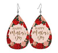 Happy Mother's Day Orecchini in pelle PU Orecchini Earbob Orecchini pendenti a goccia per matrimonio da sposa per ragazze