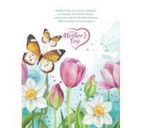 Happy Mother's Day with Tulips and Butterflies Composition Notebook: Matter Finish ~ 100 College Ruled ~ Watermark at Page 51