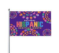 Happy National Hispanic Heritage Month Banner 3x5 Segno Bandiera ispanica Celebrare la bandiera del patrimonio ispanico 3x5 Ft Banner esterno Appeso all'esterno Bandiera standard per cartello da cort