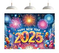 Happy New Year Backdrop, 2025 Backdrop Fabric Sign, New Year Photo Props Banner, Large New Year Backdrop Banner Sign, Backdrop for New Years Celebration