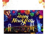 Happy New Year Backdrop, 3x5ft 2D Holiday Decoration, Festive Wall Backdrop for Party Hosts, Photographers, Content Creators, Store, Office, Home, Bedroom
