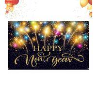 Happy New Year Backdrop, 3x5ft 2D Holiday Decoration, Festive Wall Backdrop for Party Hosts, Photographers, Content Creators, Store, Office, Home, Bedroom