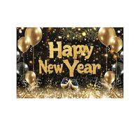 Happy New Year Banner, 2D Print Golden Balloons Poster Backdrop, Event Wall Decoration for 2026 Celebration, Holiday Parties, Studio Photography, Patio, Home Apartment, 39x59 Inch