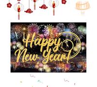 Happy New Year Banner,2D Print Golden Balloons Wall Sign | 39x59in New Year Party Decorations 2026 | for Graduation Prom, Holiday Party, Studio Props, Patio, Home Apartment