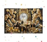 Happy New Year Banner - Sfondo dorato 2026, grande cartello da parete per Capodanno, per interni ed esterni, feste di Natale, casa, ufficio, scuola, ristorante, bar, cortile, portico