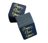 Happy New Year Capodanno, sottobicchieri per feste e feste, 50 pezzi, rettangolari con diametro di 10 cm, Made in Germany, assorbenti e stabili, decorazione per feste