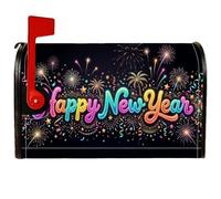 Happy New Year - Coperture magnetiche per cassetta postale con citazione | Sfondo di fuochi d'artificio, copertura per cassetta postale, lettere colorate, tema festa di celebrazione
