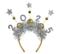 Happy New Year - Fascia per capodanno con stelle scintillanti e glitter, casco per fuochi d'artificio argento e oro | Glitter scintillanti per costumi da festival e accessori