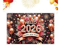 Happy New Year Garland - 2026 Happy New Year Backdrop Sign, Fabric Photo Background Banner With Gold Happies News Years 2026 For Family Holiday Party Decoration Supplies Photo Studio Props