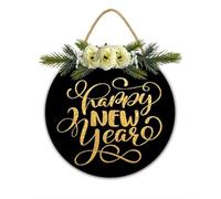 Happy New Year Ghirlanda Cartello 2026 Welcome Front Door Decor Sign Capodanno Corona Cartello Inverno Vacanze Decorazioni per feste per casa Portico Patio Camera Decorazione da parete 30 x 30 cm