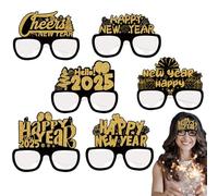Happy New Year Glasses - 6X Pack 2025 Funny Paper Glasses | Decorative Eyewear, New Year's Eve Photo Props, Holiday Glasses For Kids And Adults, Fun New Year Decorations, Size 14 x 13 cm
