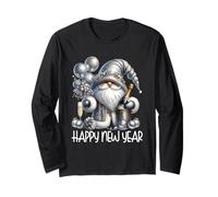 Happy New Year GNOME for Women And Men Funny New Years Party Maglia a Manica