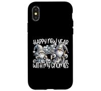 Happy New Year Gnomes Funny Saying Hanging With My Gnomies Custodia per iPhone X/XS