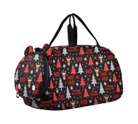 Happy New Year Ho Ho Nero e Rosso Ragazza Palestra Duffel Bag con Scomparto Scarpe Multifunzionale Oggetto Personale Borsa da Viaggio per Viaggi, Sport, Borsone, Weekender bolso viajero
