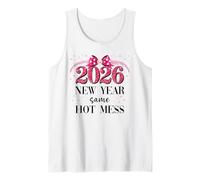 Happy New Year Same Hot Mess 2026 New Year Coquette Pink Bow Canotta