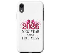 Happy New Year Same Hot Mess 2026 New Year Coquette Pink Bow Custodia per iPhone XR