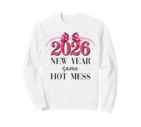 Happy New Year Same Hot Mess 2026 New Year Coquette Pink Bow Felpa