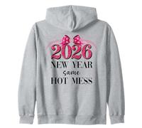Happy New Year Same Hot Mess 2026 New Year Coquette Pink Bow Felpa con Cappuccio