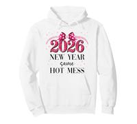 Happy New Year Same Hot Mess 2026 New Year Coquette Pink Bow Felpa con Cappuccio