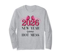 Happy New Year Same Hot Mess 2026 New Year Coquette Pink Bow Maglia a Manica