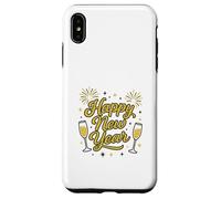 Happy New Year Script Lettering Design tradizionale festivo Custodia per iPhone XS Max