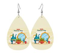 Happy Nowruz Orecchini in pelle per donne e ragazze Orecchini in pelle a goccia Orecchini pendenti semplici