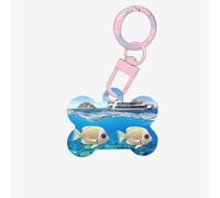 Happy Ocean Holiday - Targhette identificative per animali domestici, in acrilico, a forma di osso, perfette per cani e gatti di piccola e grande taglia, carine e funzionali