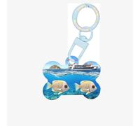 Happy Ocean Holiday - Targhette identificative per animali domestici, in acrilico, a forma di osso, perfette per cani e gatti di piccola e grande taglia, carine e funzionali