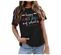 Happy of School Shirt, Maglietta per insegnanti, laurea, regalo di apprezzamento, per esperienze di insegnamento, top sexy da donna, Nero , M