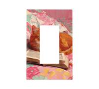 Happy Orange Cat sdraiato sul letto interruttore della luce piastra da parete piastra frontale copertura singola bilanciere 1 banda decoratore presa coperture per la casa cucina camera bagno Decor