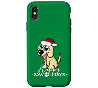 Happy Pawlidays Golden Retriever Christmas Humor Custodia per iPhone X/XS