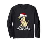 Happy Pawlidays Golden Retriever Christmas Humor Maglia a Manica