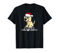 Happy Pawlidays Golden Retriever Christmas Humor Maglietta