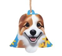 Happy Paws - Ornamenti in legno da appendere a forma di campana, 6 pezzi, per decorazioni natalizie, pendenti a forma di pupazzo di neve con campanella vintage