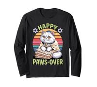 Happy Paws-Over Amante dei Gatti Divertente Seder Pawsover Maglia a Manica