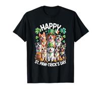 Happy Pawtricks Day Dogs Shamrock Leprechaun Hat Monete Maglietta