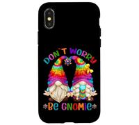 Happy Peace Sign Hippie Gnome Graphic Don`t Worry Be Gnomie Custodia per iPhone X/XS