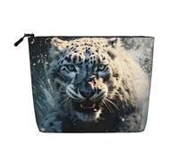 Happy Penguin - Beauty case da donna, portatile, da viaggio, organizer quotidiano con cerniera, Blue Eyed Snow Leopard, Taglia unica