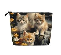 Happy Penguin - Beauty case da donna, portatile, da viaggio, organizer quotidiano con cerniera, Simpatico gatto piccolo, Taglia unica