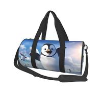 Happy Penguin - Borsa da viaggio di grande capacità, con manici ad anello, borse per il fine settimana e borse rotonde possono essere utilizzate sia da uomini che da donne, Nero , Taglia unica,