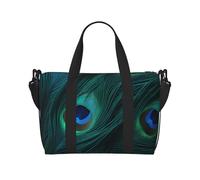 Happy Penguin - Borsa da viaggio unisex, resistente all'acqua, borsa da palestra per fine settimana, grande capacità, tracolla regolabile, Pavone fresco, Taglia unica