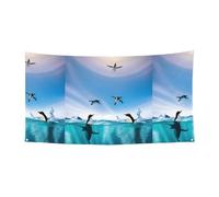 Happy Penguin In The Water Printing 1'Pack Banner Sign per Halloween, decorazione da appendere per interni ed esterni, resistente ai raggi UV con fori in metallo